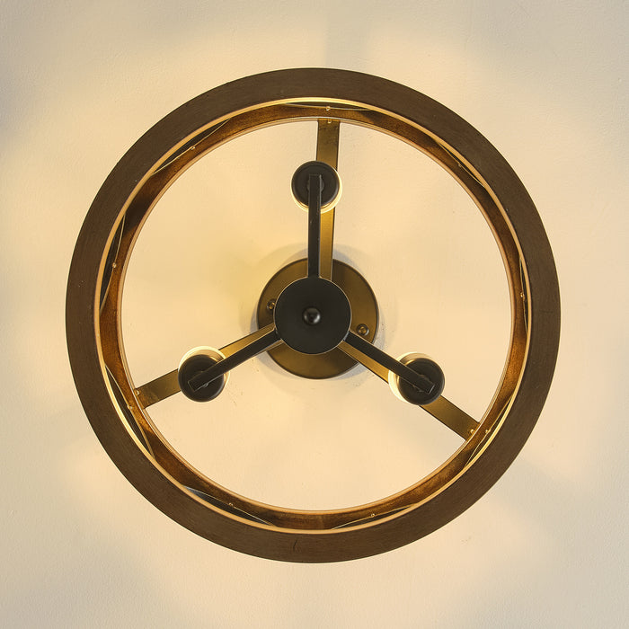 16" Wood Rustic 3-Light Ring Ceiling Light