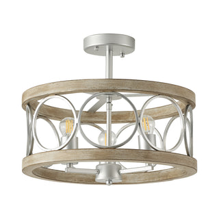 16" Wood Rustic 3-Light Ring Ceiling Light