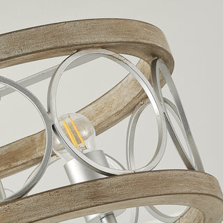 16" Wood Rustic 3-Light Ring Ceiling Light