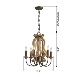 6-Light Rustic Chandelier Pendant Lighting