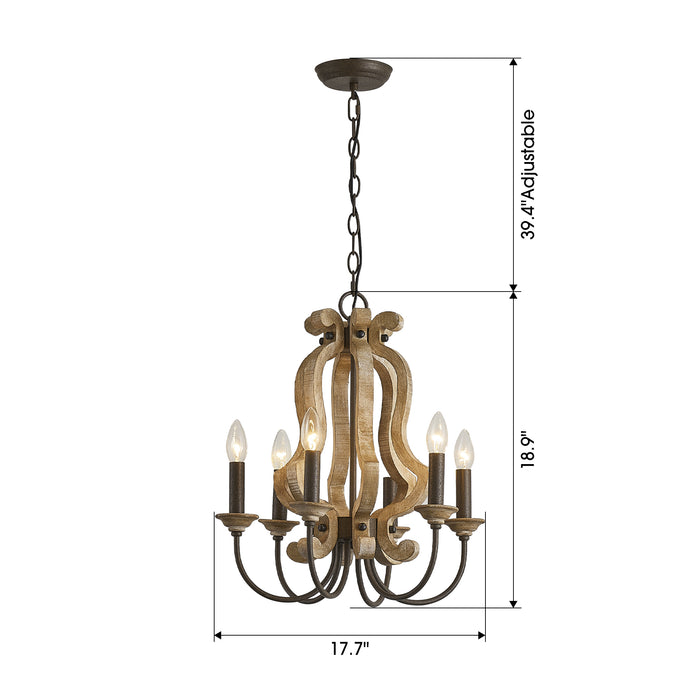 6-Light Rustic Chandelier Pendant Lighting