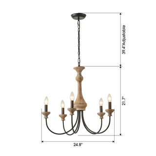 5-Light French Country Vintage Pendant Light Fixtures for Kitchen Island Dining Room With Adjustable Length Chain