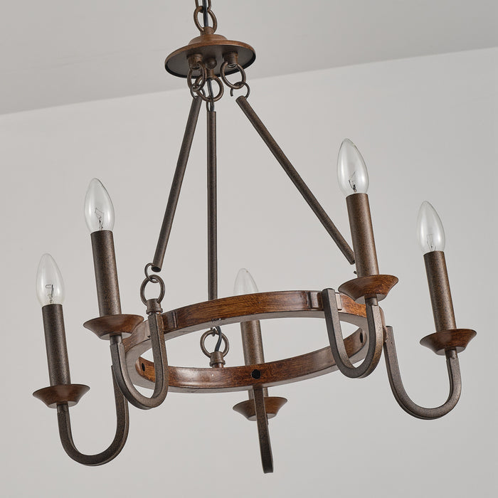 5-Light Farmhouse Wheel Pendant Lighting