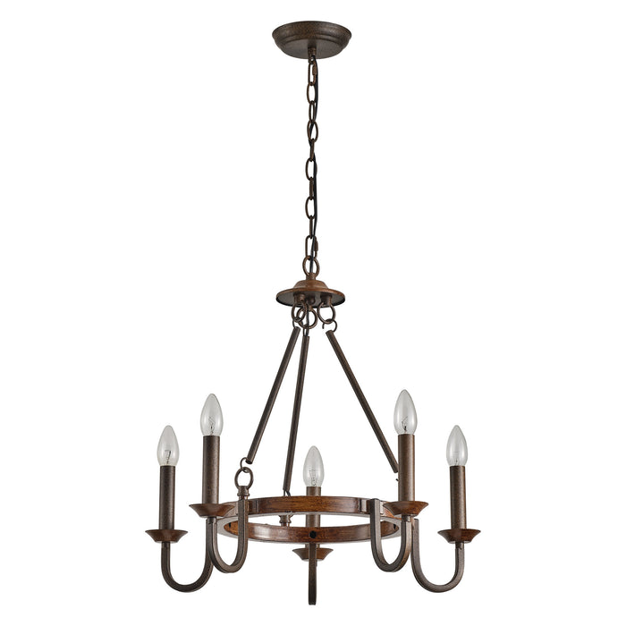 5-Light Farmhouse Wheel Pendant Lighting