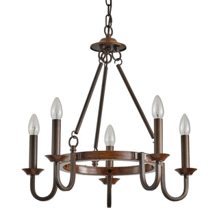 5-Light Farmhouse Wheel Pendant Lighting