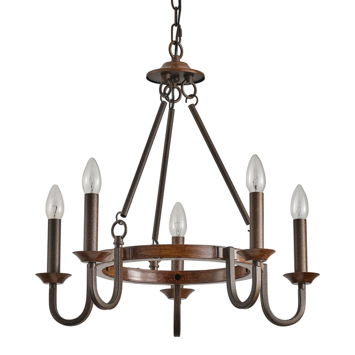 5-Light Farmhouse Wheel Pendant Lighting