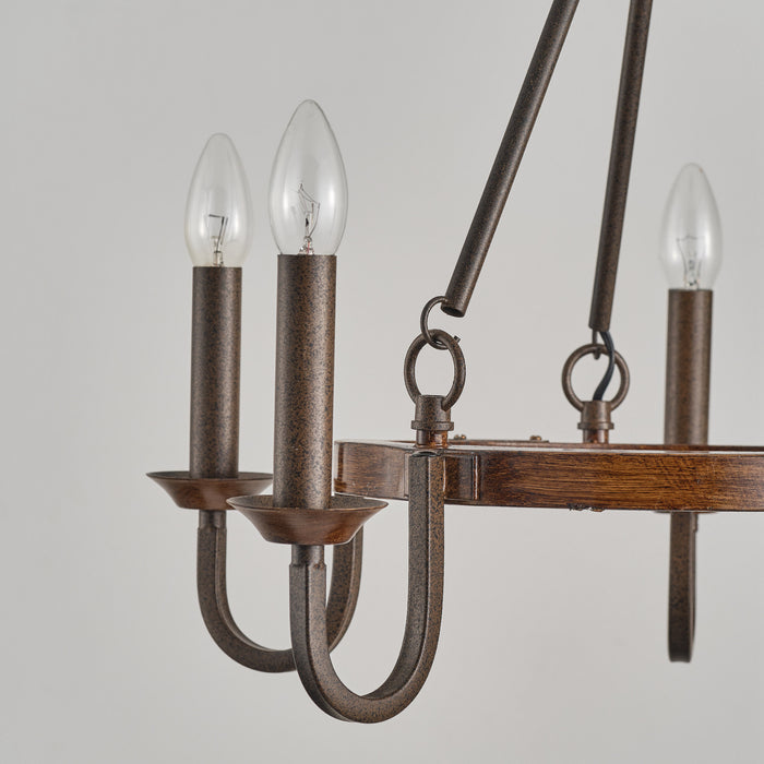 5-Light Farmhouse Wheel Pendant Lighting