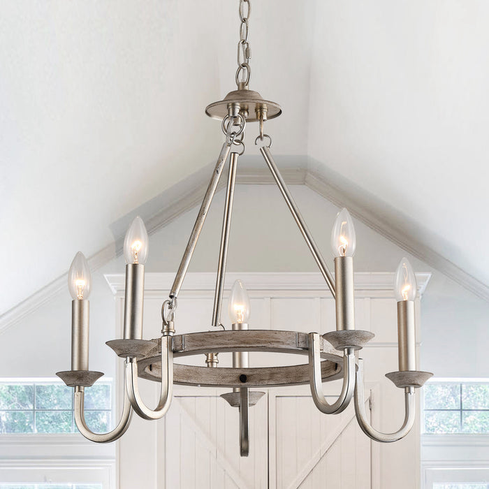 5-Light Farmhouse Wheel Pendant Lighting