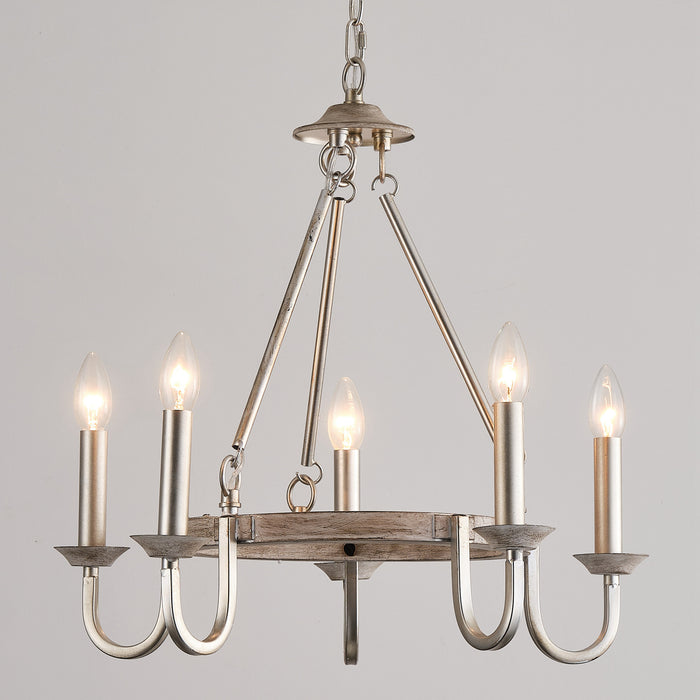 5-Light Farmhouse Wheel Pendant Lighting