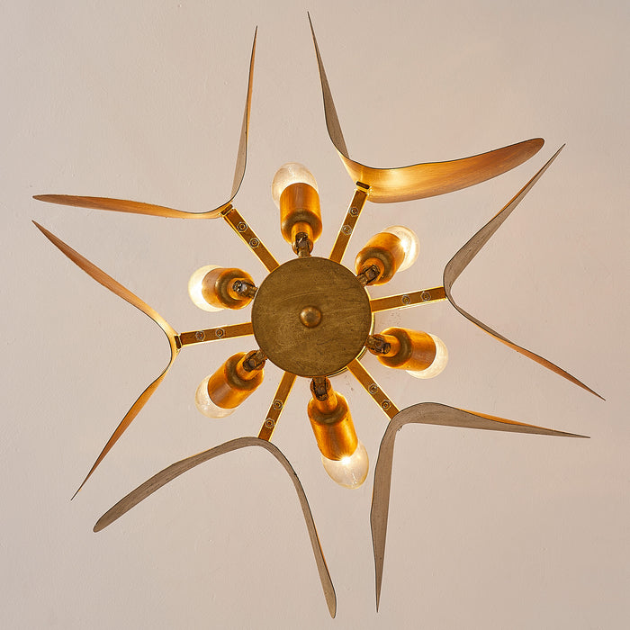 6-Light Modern LED Golden Chandelier Ceiling Light With Adjustable Hanging Length