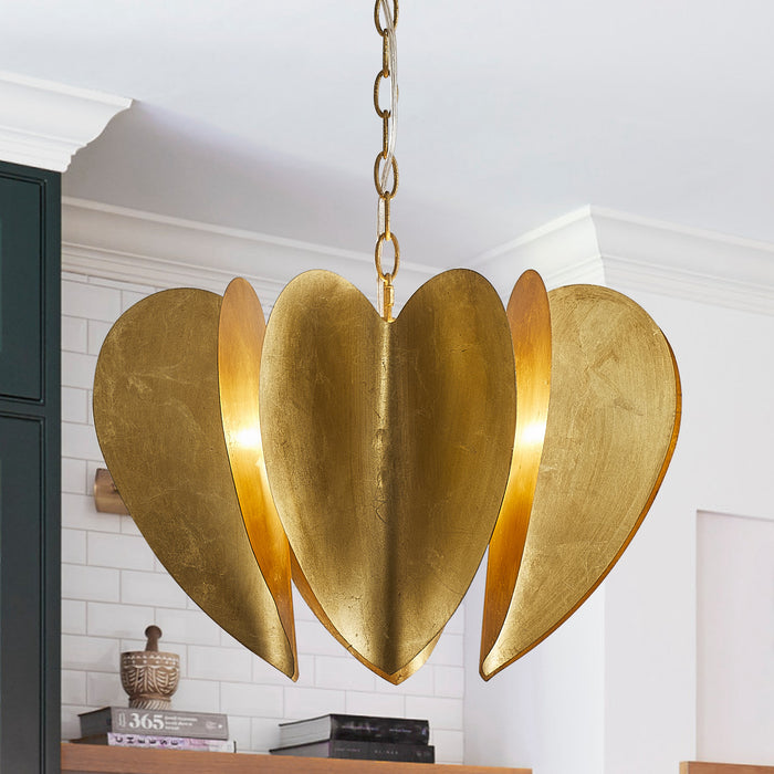 6-Light Modern LED Golden Chandelier Ceiling Light With Adjustable Hanging Length