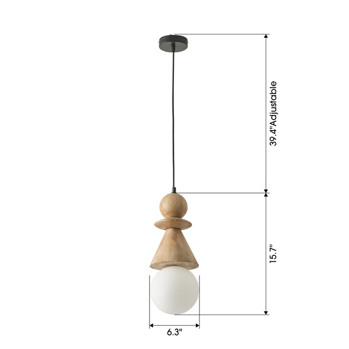 1-Light Modern Wooden Pendant Lighting