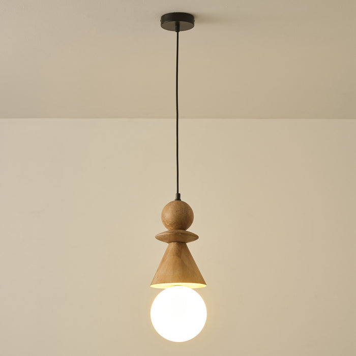 1-Light Modern Wooden Pendant Lighting