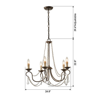 5-Light Modern Crystal Chandelier for Dining Room French Country Lighting for Living Room