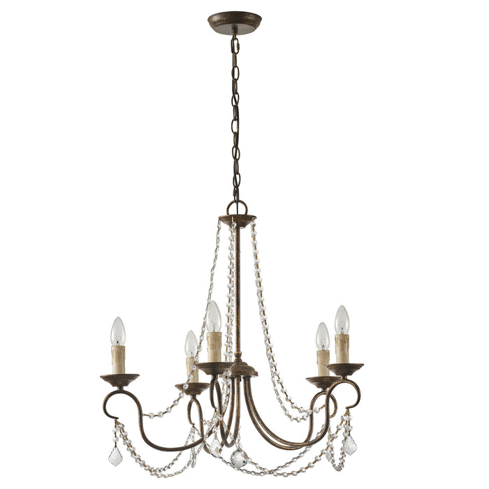 5-Light Modern Crystal Chandelier for Dining Room French Country Lighting for Living Room