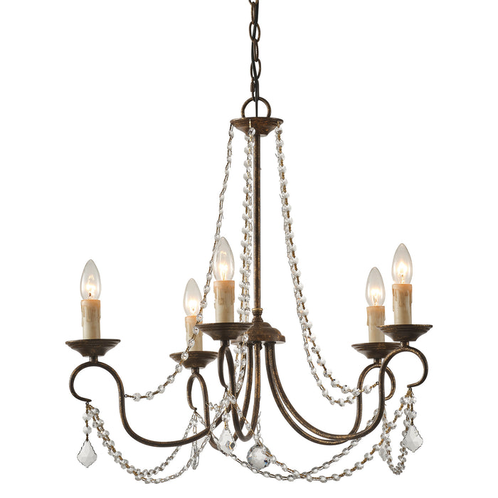 5-Light Modern Crystal Chandelier for Dining Room French Country Lighting for Living Room