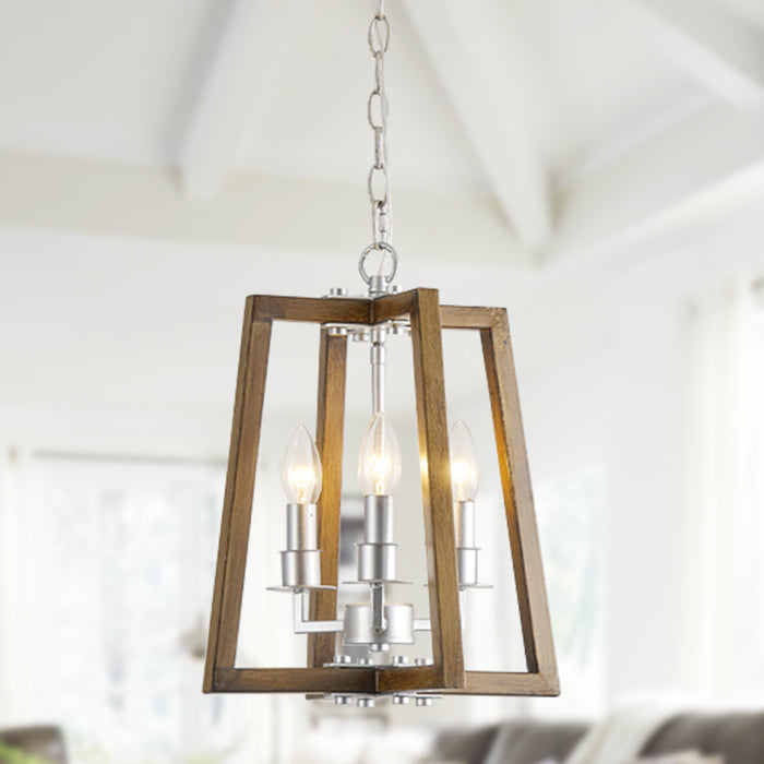 3-Light Kitchen Island Pendant Hanging Lantern, Farmhouse Hanging Lamp for Dining Room Foyer Entryway Hallway With Adjustable Hanging Length