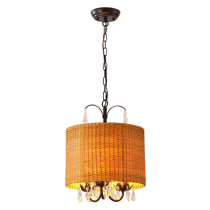 3-Light Rattan Chandeliers for Kitchen Island Living Room Bedroom Hallway Foyer With Adjustable Hanging Length