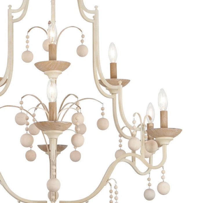 Vintage White Traditional Chandelier with Adjustable Hanging Length in Dining Room