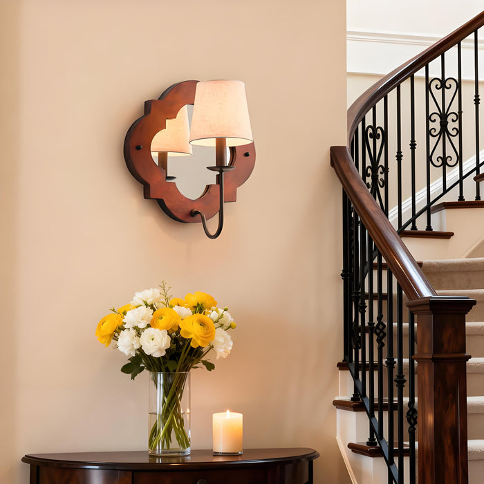 1-Light Rustic Iron Wood Wall Sconce Lighting