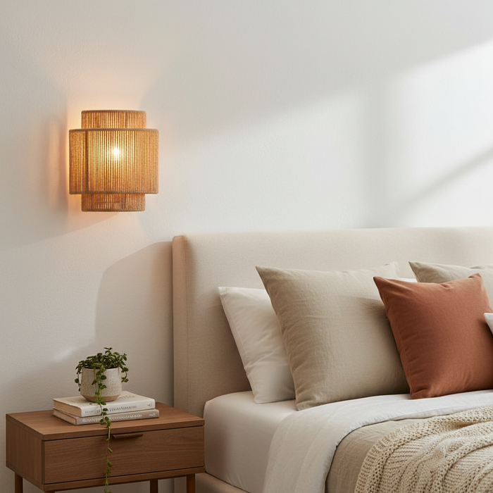 Farmhouse Rattan 1-Light Wall Sconce Light