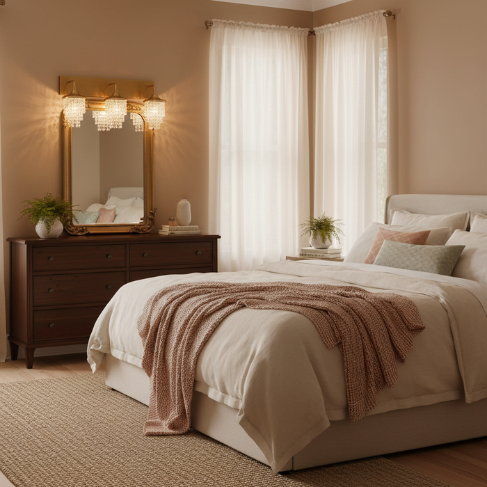 Modern 3-Light Golden Wall Lighting with Crystal