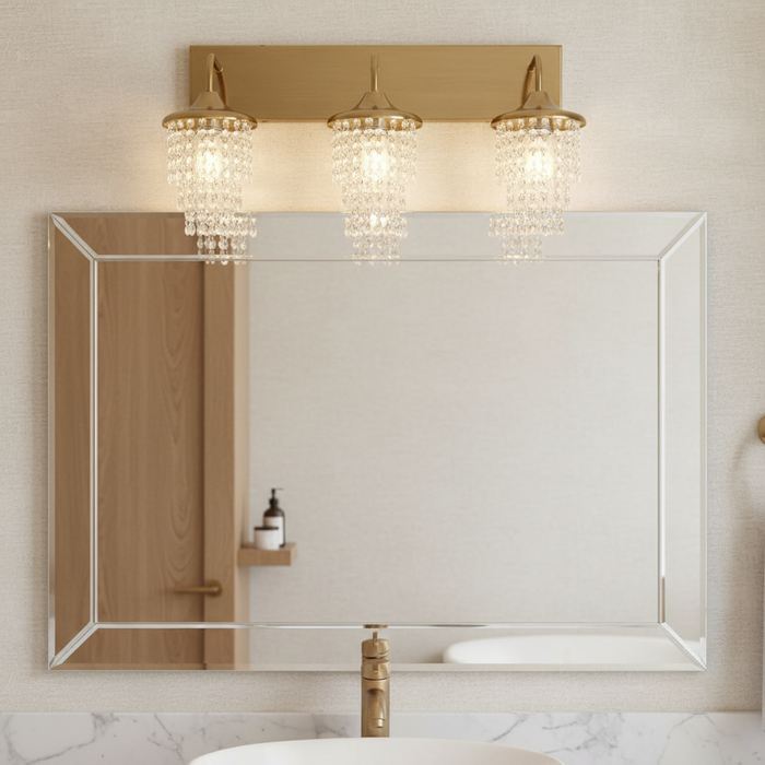 Modern 3-Light Golden Wall Lighting with Crystal