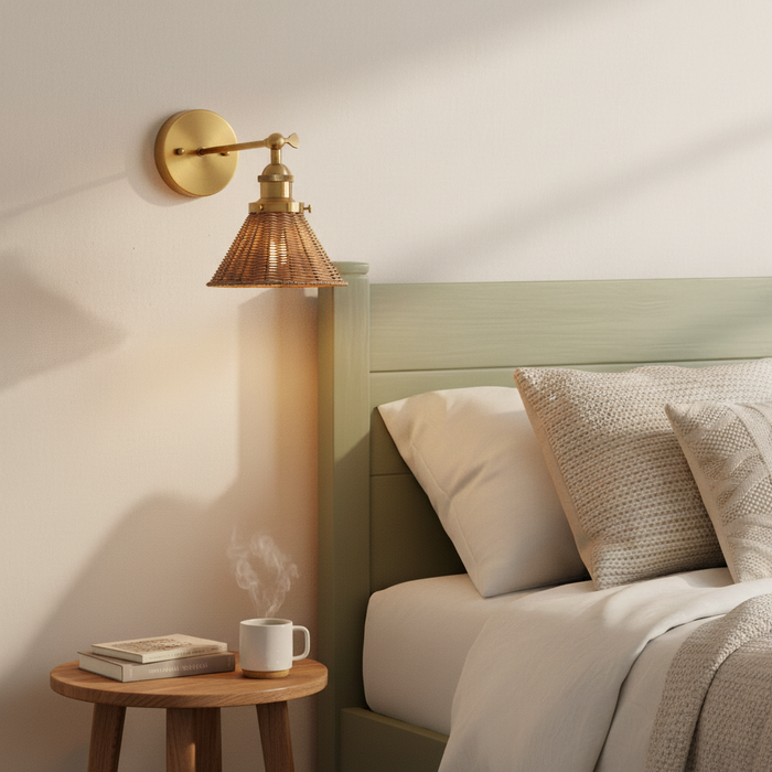 Traditional 1-Light Rattan Woven Wall Sconce