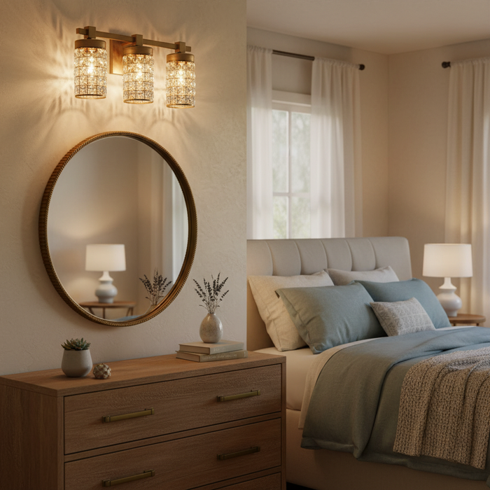 3 Light Modern Golden Linear Vanity Wall Light