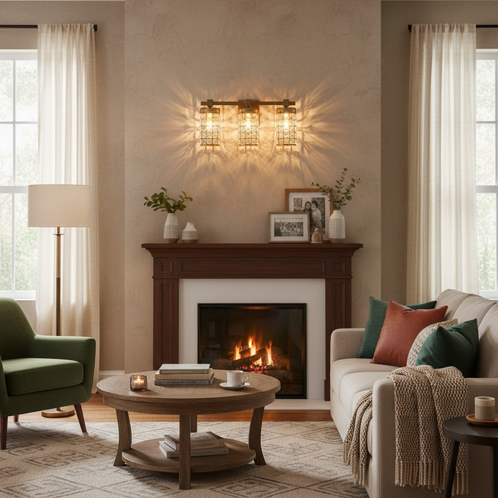 3 Light Modern Golden Linear Vanity Wall Light