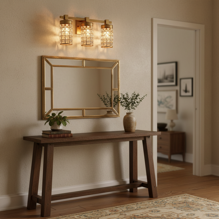 3 Light Modern Golden Linear Vanity Wall Light