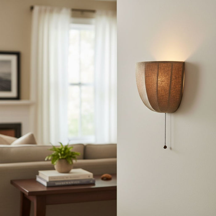 1-Light Vintage Simple Linen Cover Living Room Wall Sconces Lighting