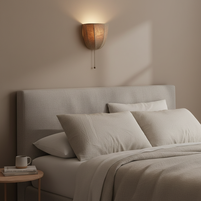 1-Light Vintage Simple Linen Cover Living Room Wall Sconces Lighting