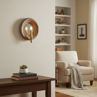 1-Light French Vintage Wooden Mirror Wall Sconces Lighting