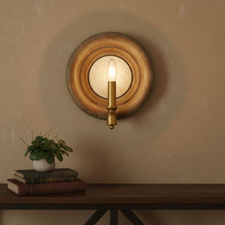 1-Light French Vintage Wooden Mirror Wall Sconces Lighting