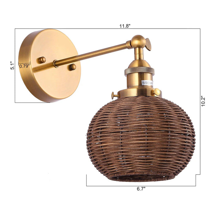 Traditional 1-Light Rattan Wall Sconce