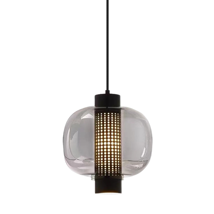 1-Light Modern Round Pendant Lighting with Translucent glass