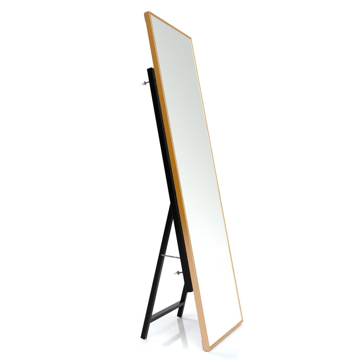 Rectangular Modern Golden Aluminum Framed Full Length Mirror