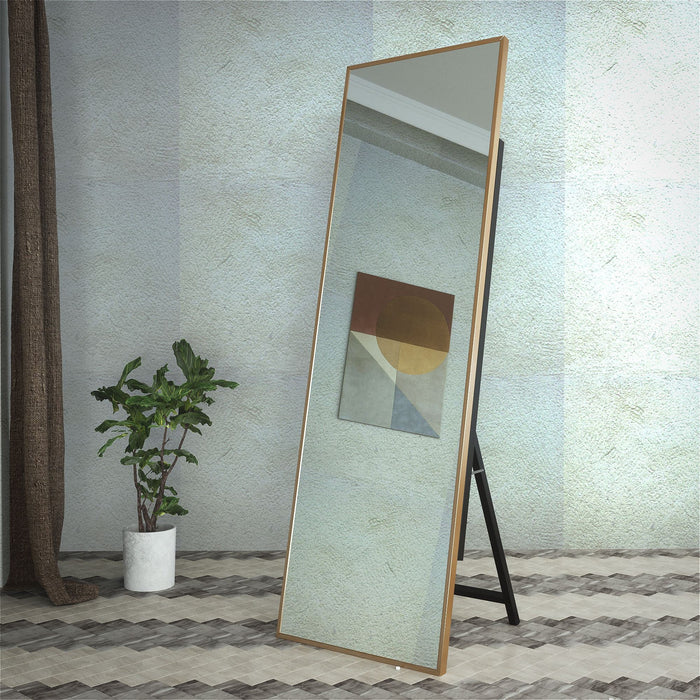 Rectangular Modern Golden Aluminum Framed Full Length Mirror