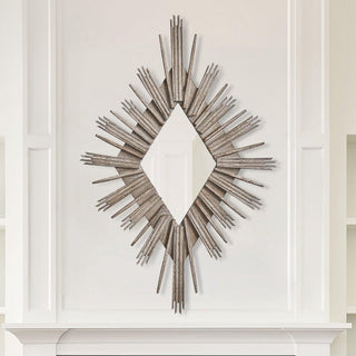 Traditioanl Wood Rhombus Mirror Wall Decor
