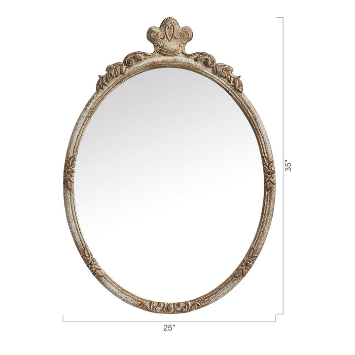 Traditioanl Oval Mirror With Wood Frame Rustic Decor Wall Mirror