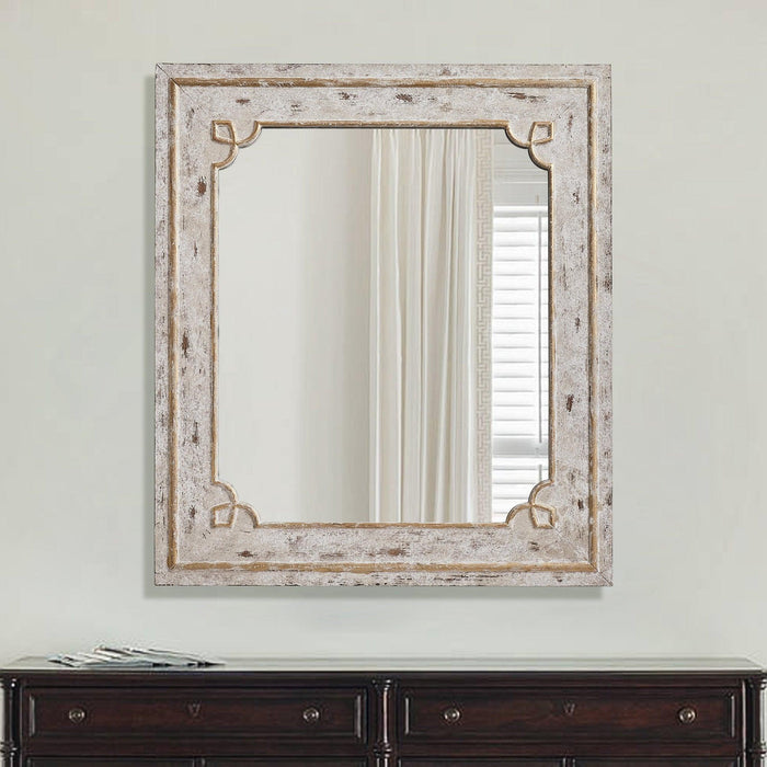 Traditional Rectangle Mirror Antiqued Casual Wall Decoration - ParrotUncle