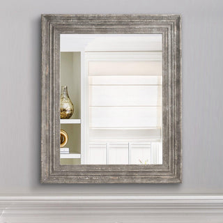Traditional Rectangle Framed Gray Decorative Mirror
