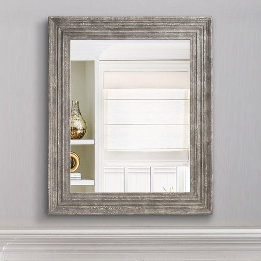 Traditional Rectangle Framed Gray Decorative Mirror - ParrotUncle