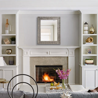 Traditional Rectangle Framed Gray Decorative Mirror