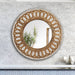 Traditional Round Wood Mirror Antiqued Classic Wall Decoration - ParrotUncle