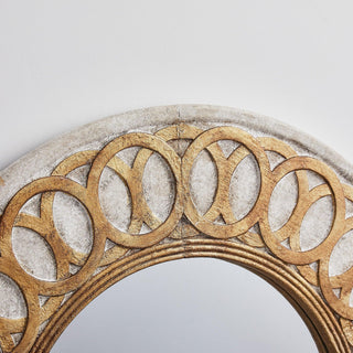 Traditional Round Wood Mirror Antiqued Classic Wall Decoration