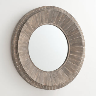 Traditional Round Decorative Wood Farmhouse Wall Mirror