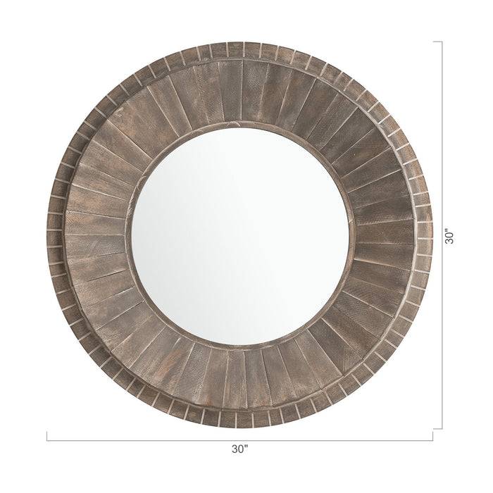 Traditional Round Decorative Wood Farmhouse Wall Mirror