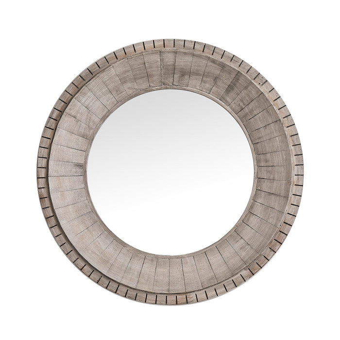 Traditional Grey Round Mirror Wall Decoration - ParrotUncle